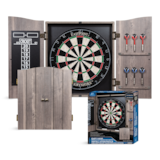 EastPoint Derbyshire Sisal Bristle Dartboard Cabinet Set w/ 6 Darts & Chalk Scoreboard, Composite_or_Mixed