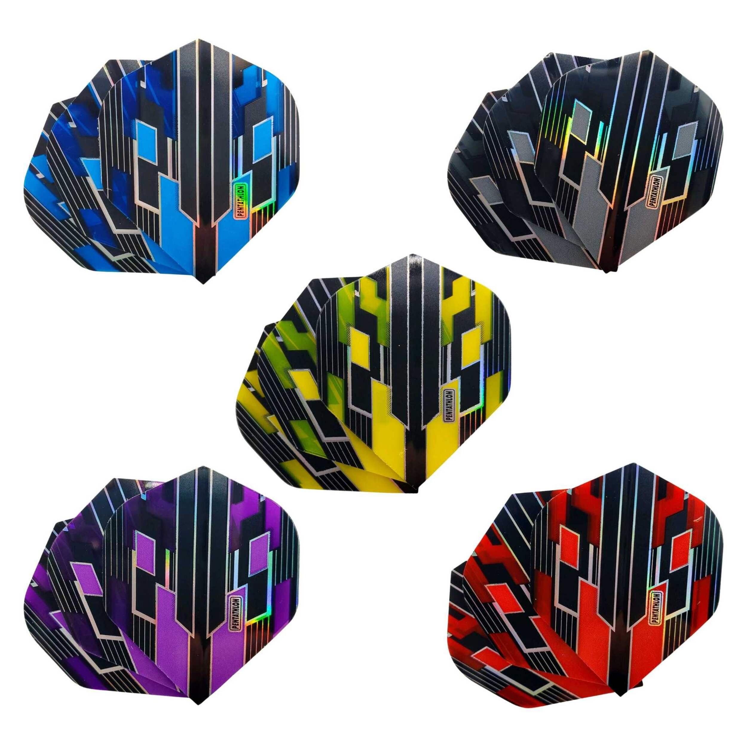 Swiftflyte™ Pentathlon Shimmer Series Standard Hologram Dart Flights, 100 Micron, Assorted, 3-pk Front_Flat