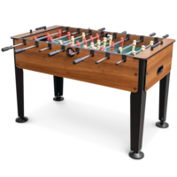 EastPoint Newcastle Foosball Soccer Game Table with 2 Balls, Wood Finish, 54-in Front_Angled_Left