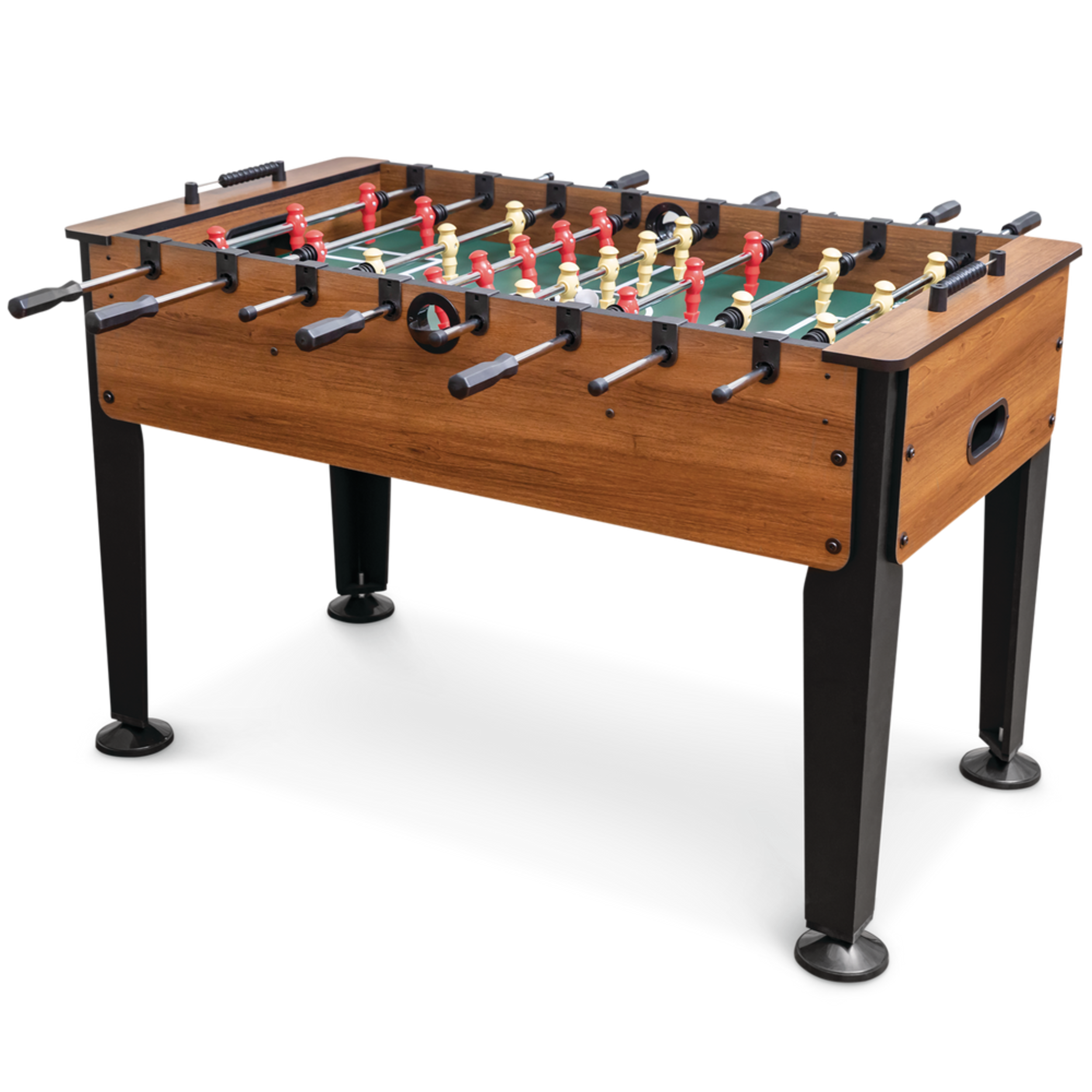 EastPoint Newcastle Foosball Soccer Game Table with 2 Balls, Wood Finish, 54-in Front_Angled_Left