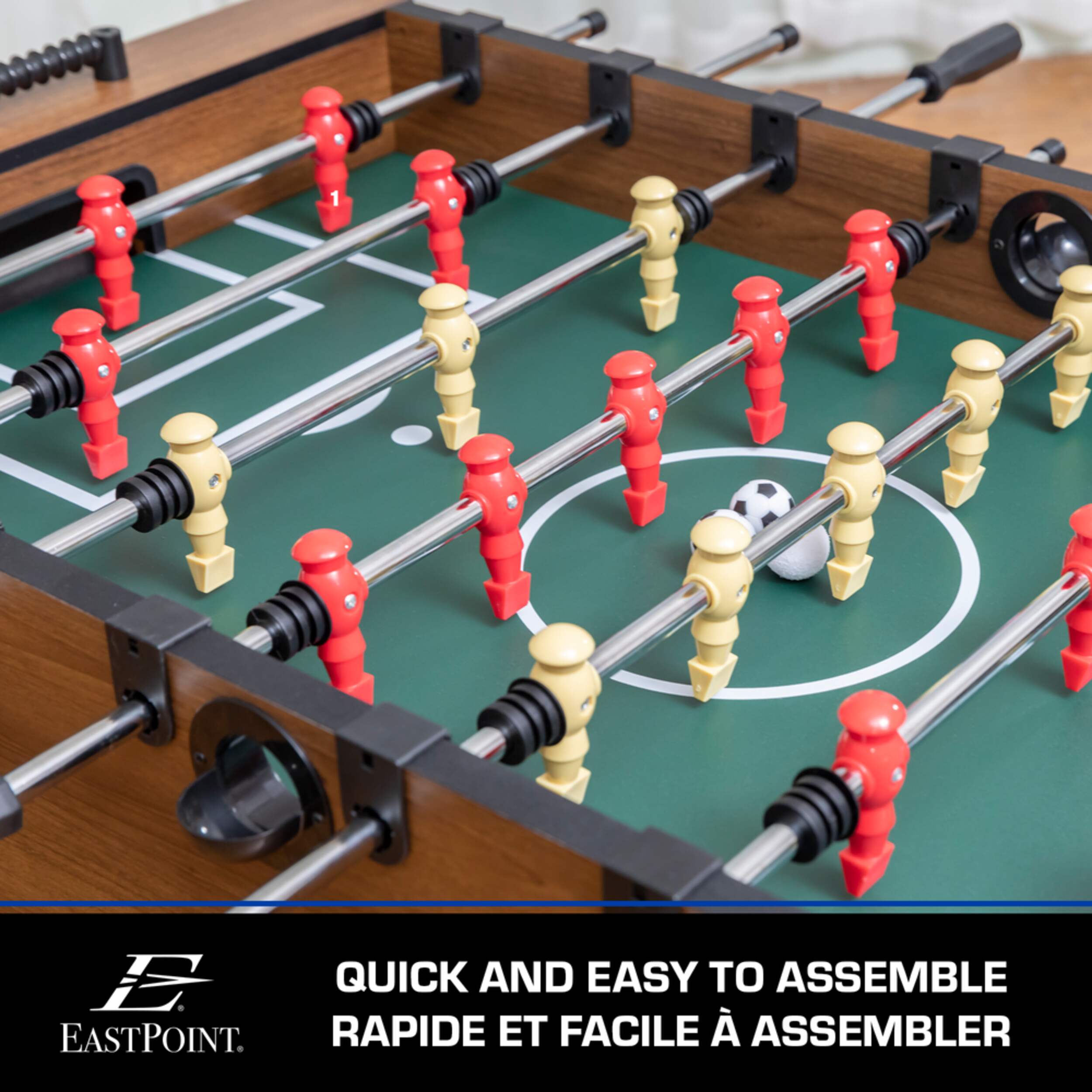 EastPoint Newcastle Foosball Soccer Game Table w/ 2 Balls, Wood Finish