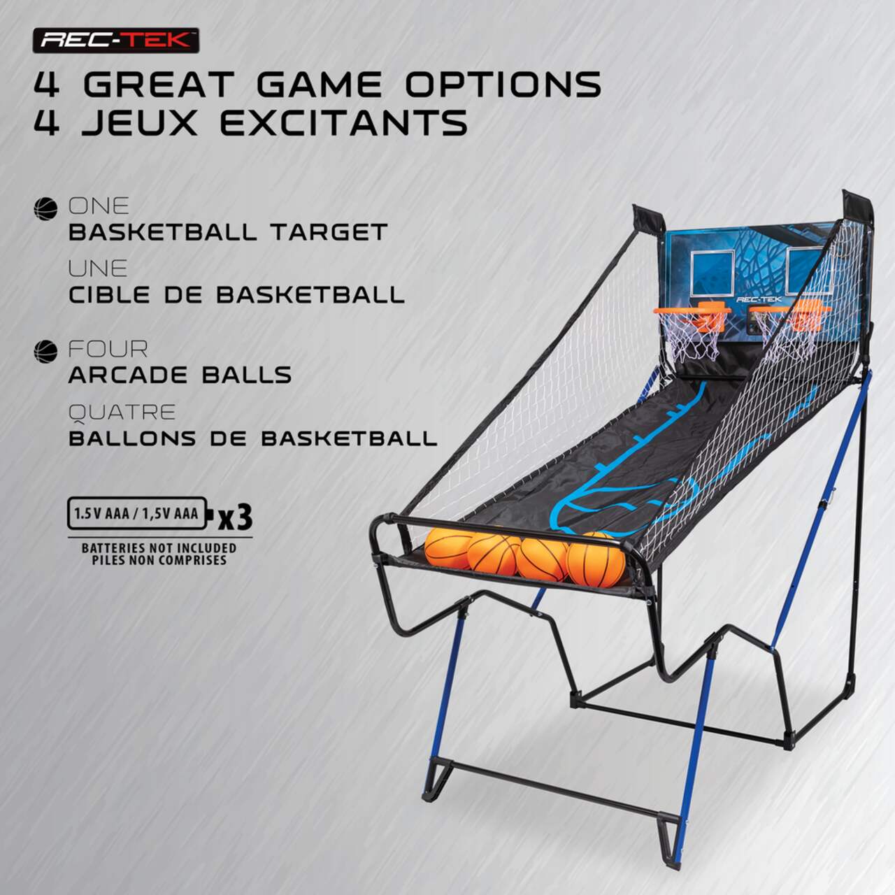 Rec-Tek Basketball Shootout Arcade Challenge Game w/ 4 Balls