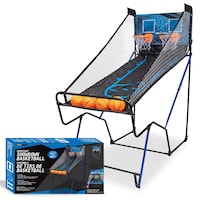 Rec-Tek Basketball Shootout Arcade Challenge Game w/ 4 Balls & Electronic Scoreboard Front_Three_Fourths_Angled_Left