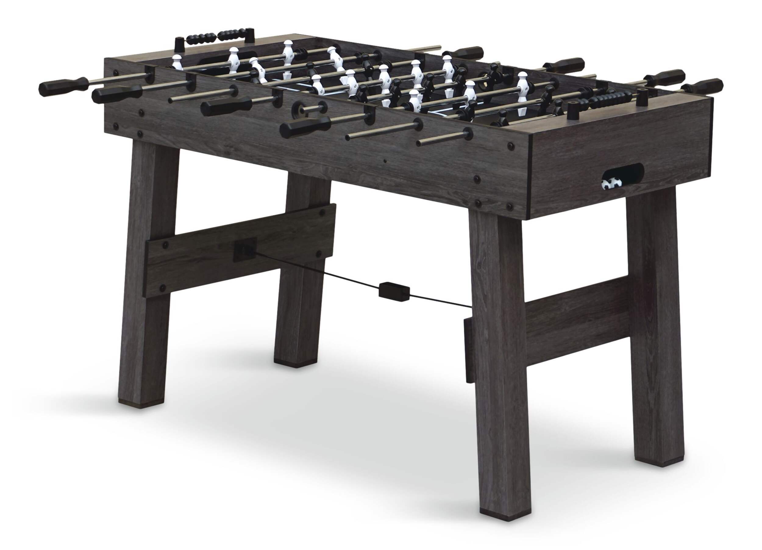 EastPoint Fairmont Foosball Soccer Game Table with 2 Balls, Wood Finish, 48-in Front_Three_Fourths_Angled_Left