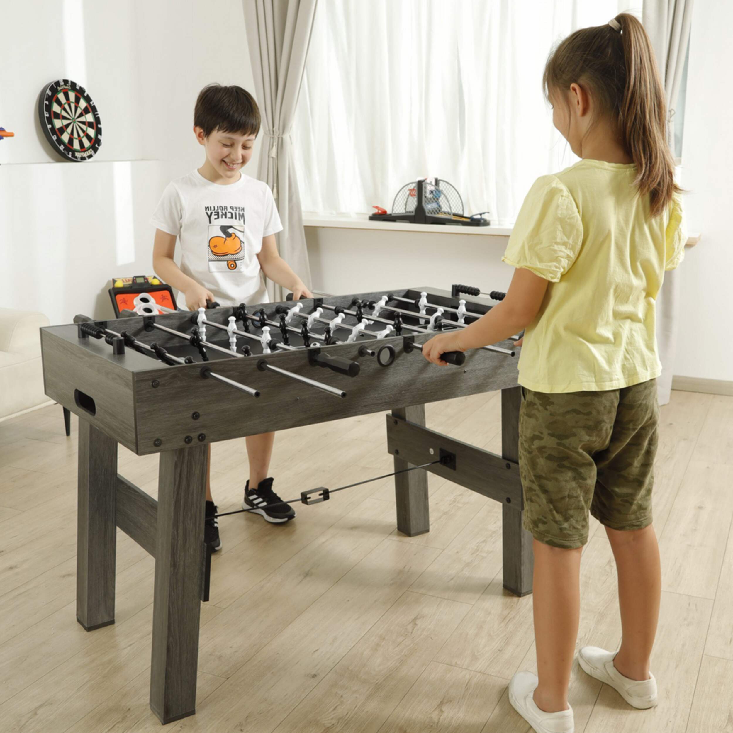 EastPoint Fairmont Foosball Soccer Game Table w/ 2 Balls, Wood Finish