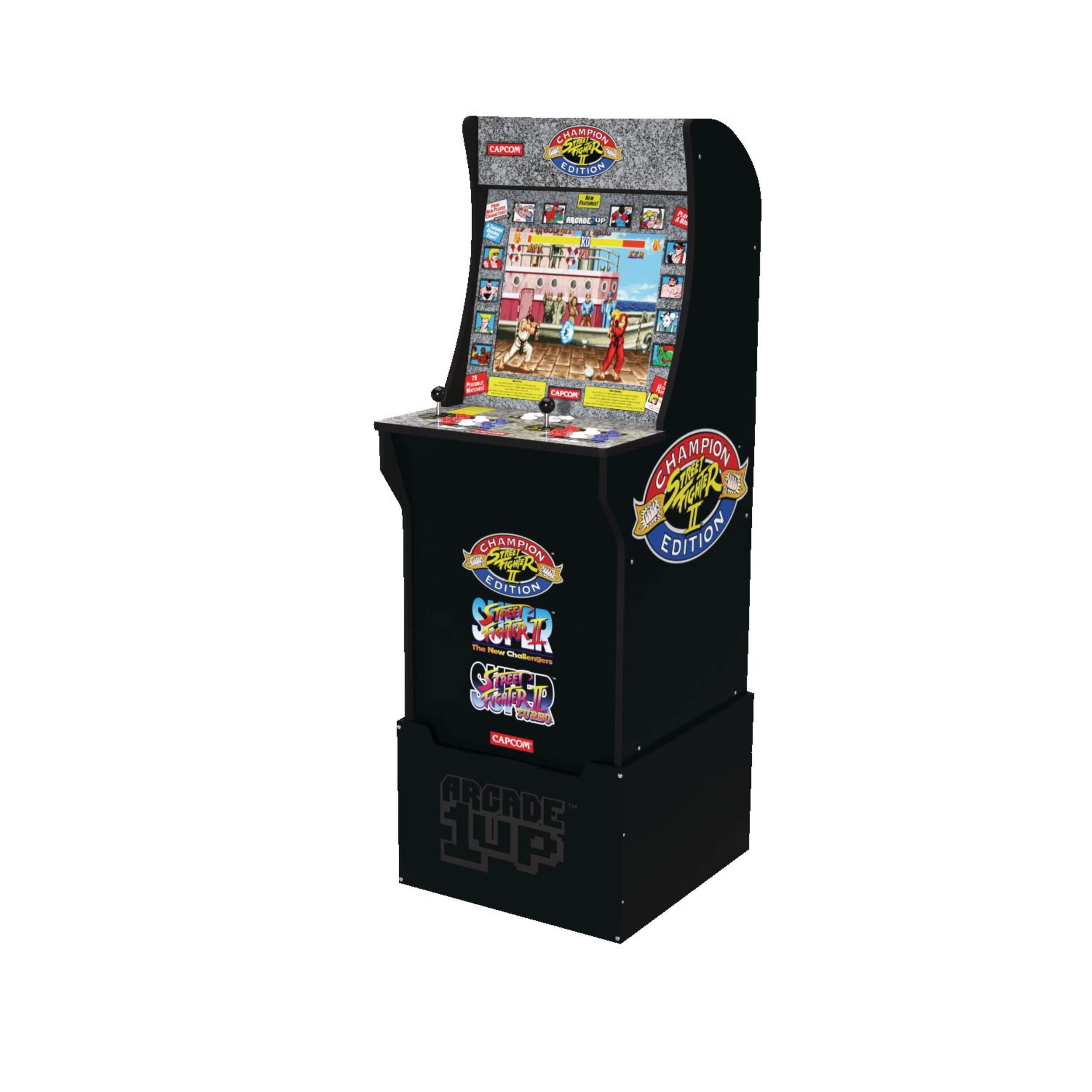 Arcade1Up Street Fighter Capcom Legacy Edition Arcade Machine with Riser Front_Three_Fourths_Angled_Left