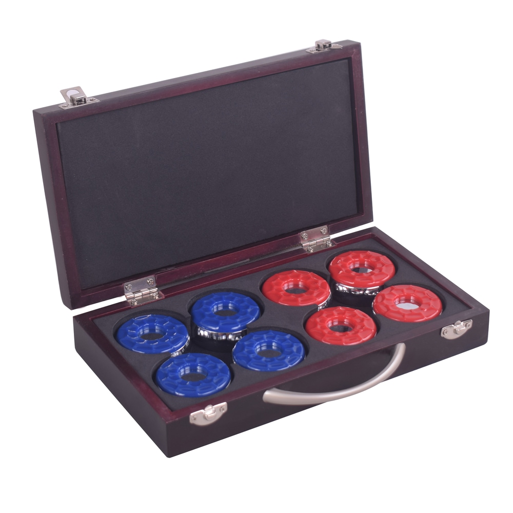 Hathaway Games Shuffleboard Pucks with Wooden Storage Case, 8pk