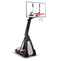 Panneau, panier et filet de basketball portatif réglable en verre trempé Spalding The Beast avec anneau détachable, 60 po Front_Three_Fourths_Angled_Right
