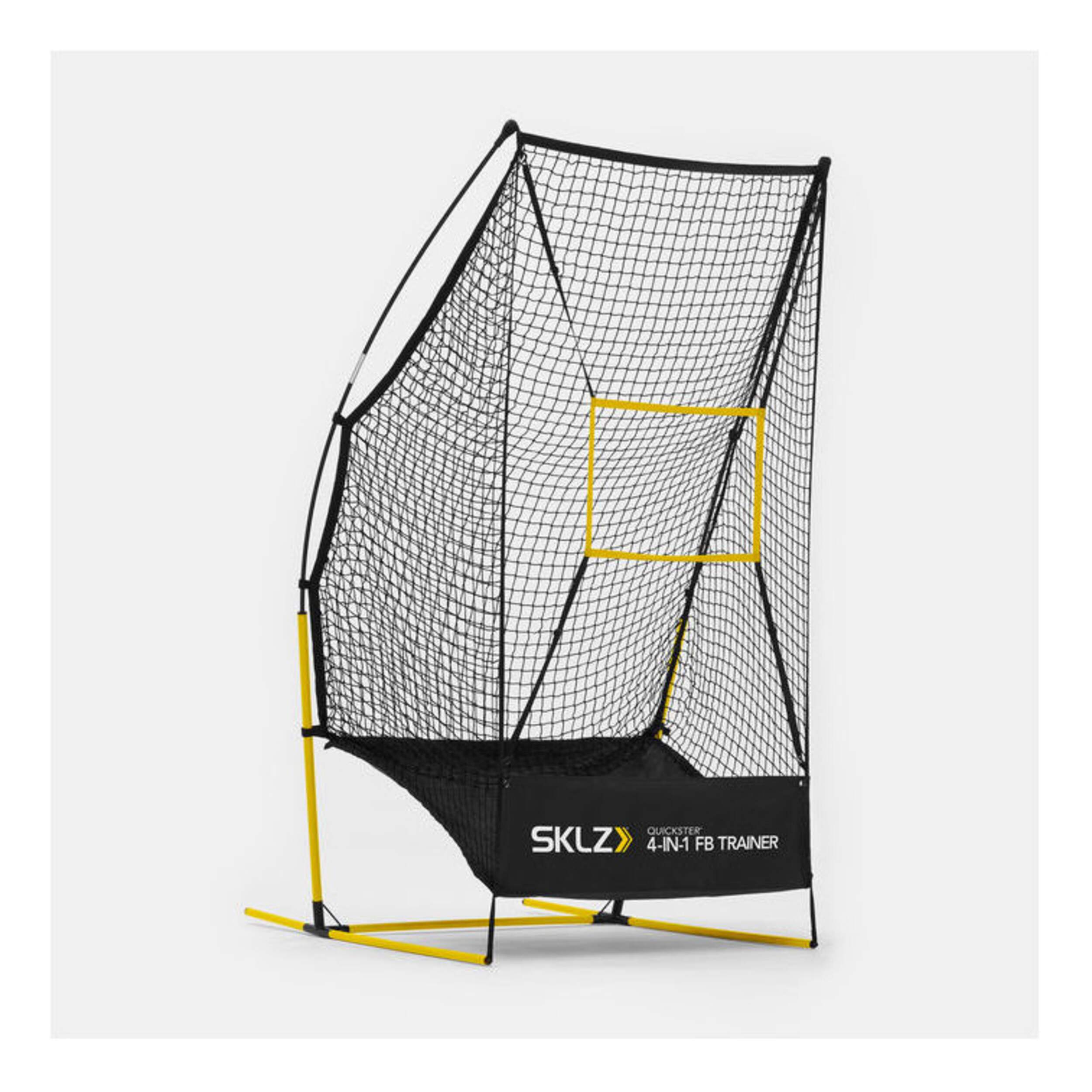 SKLZ Quickster 4-in-1 Football Skills Trainer, Portable Catch Net w/ Target, 7-ft x 4-ft Front_Angled_Right