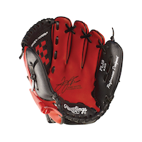 Rawlings Baseball Glove, Youth, Red/Black, Regular, 10-in Front_Flat