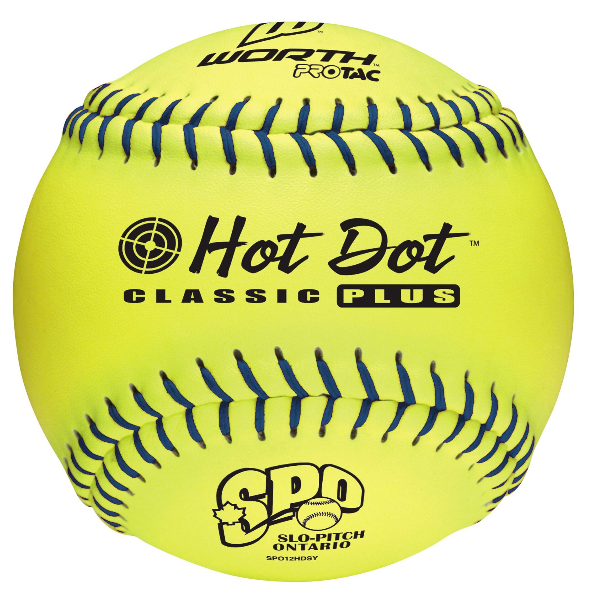 Worth SPO Hot Dot Softball, Yellow, 12-in Front_Flat