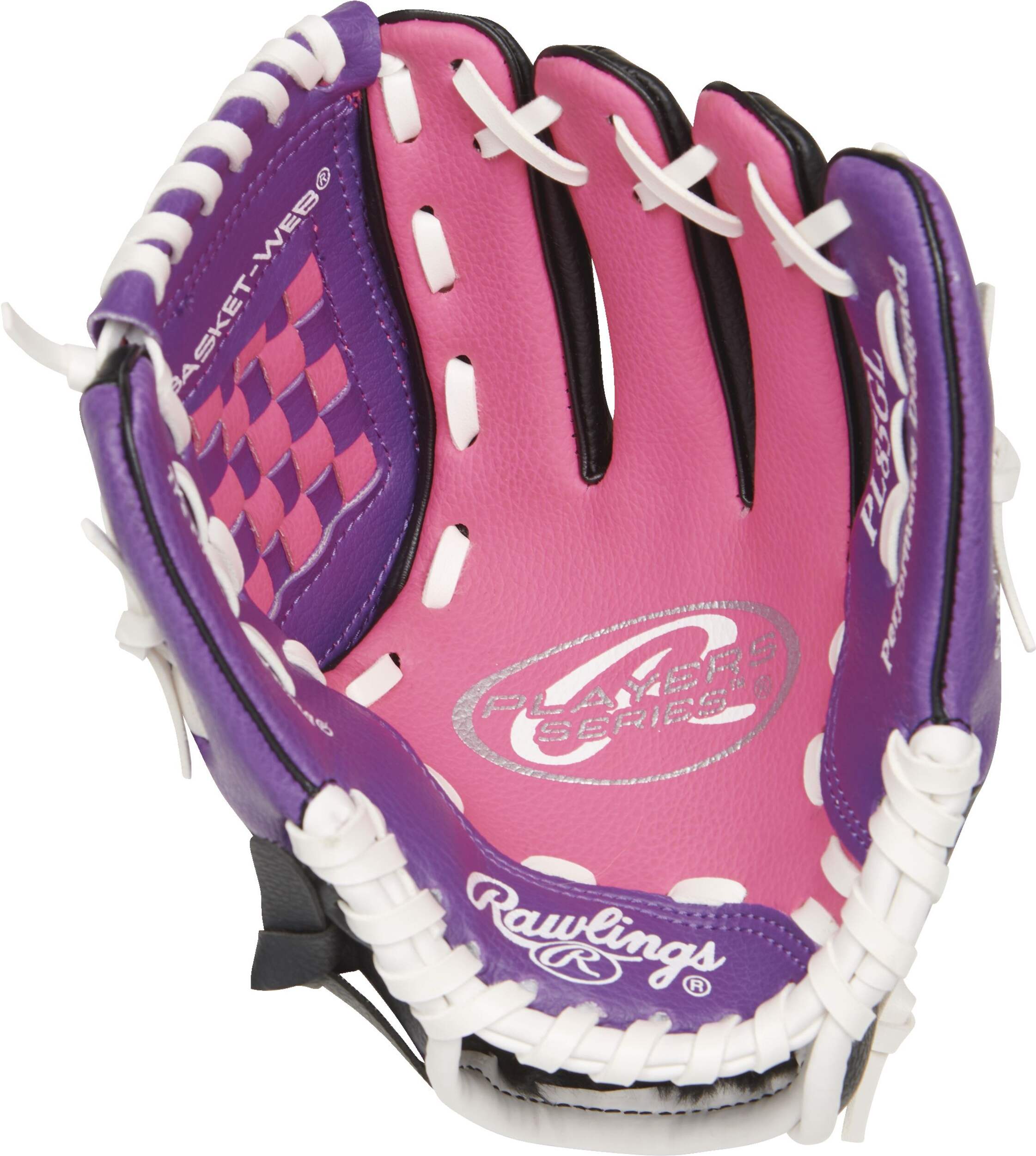 Rawlings Player Series Baseball Glove, Pink, Regular, 8.5-in Front_Flat