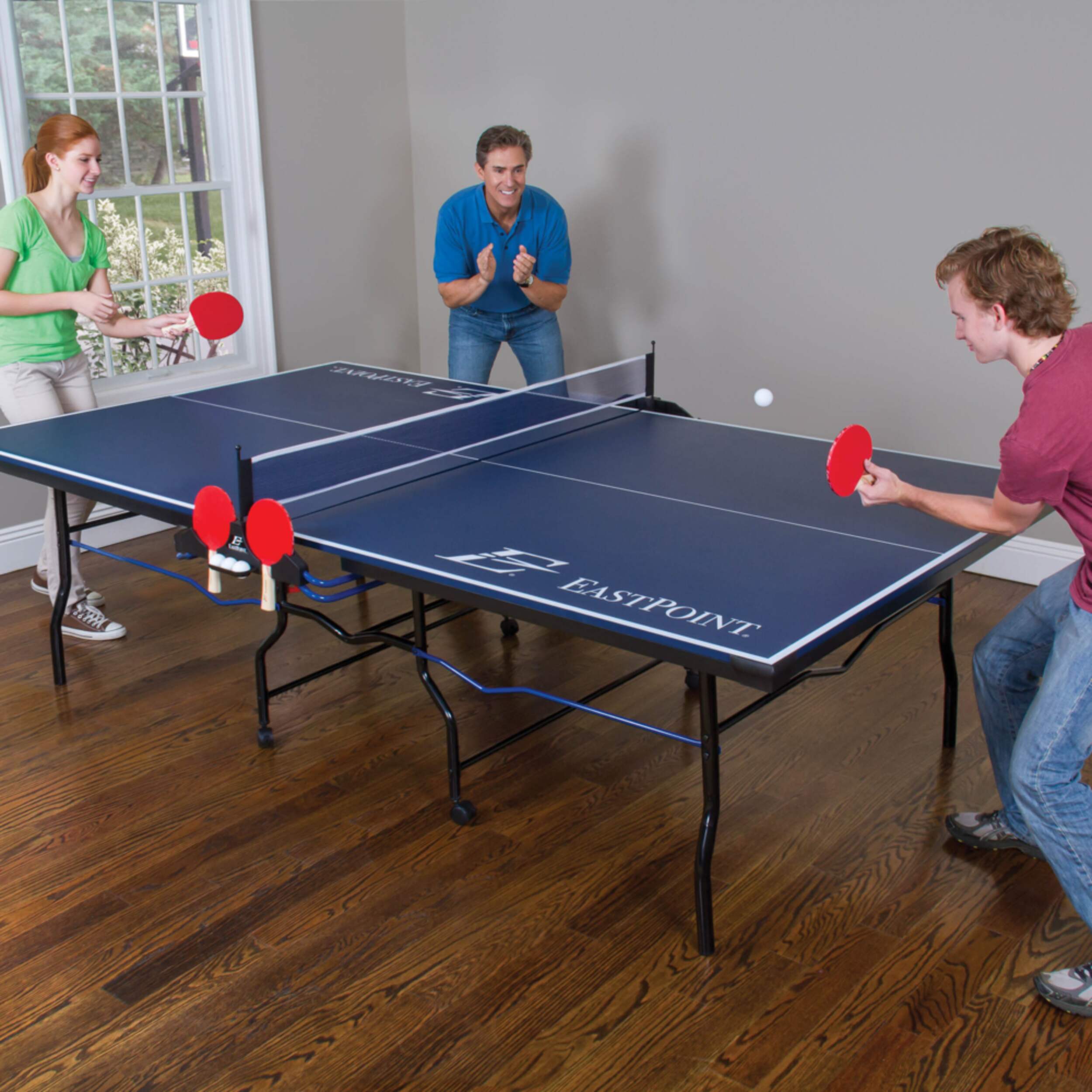 EastPoint 2500 Foldable Table Tennis/Ping Pong Table w/ Net & Builtin