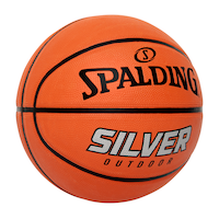 Spalding Silver Outdoor Rubber Basketball, Official Size 7 (29.5-in), Orange Front_Three_Fourths_Angled_Right