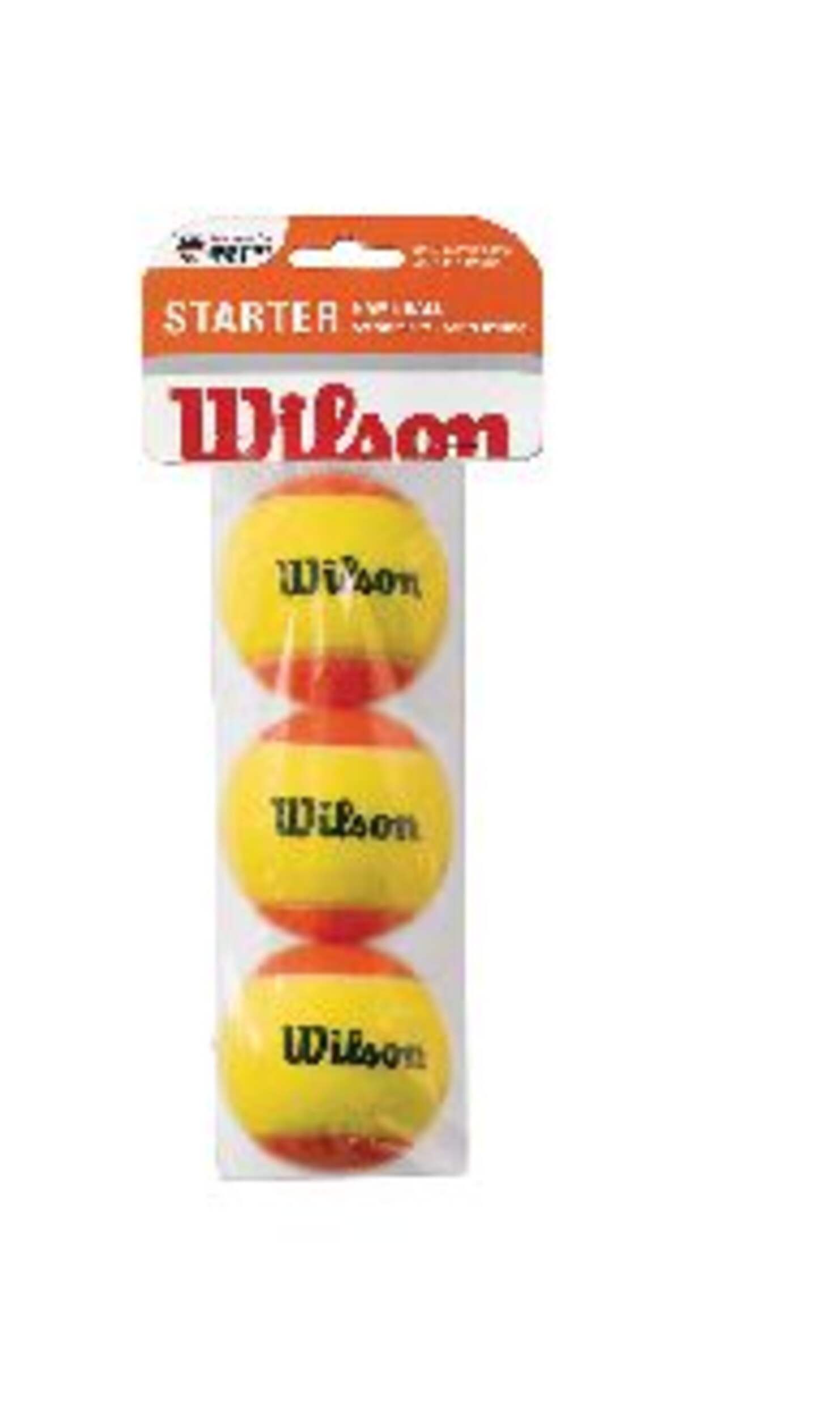 Balles de tennis Wilson Starter Game, jaune/orange, paq. 3 Front_Flat