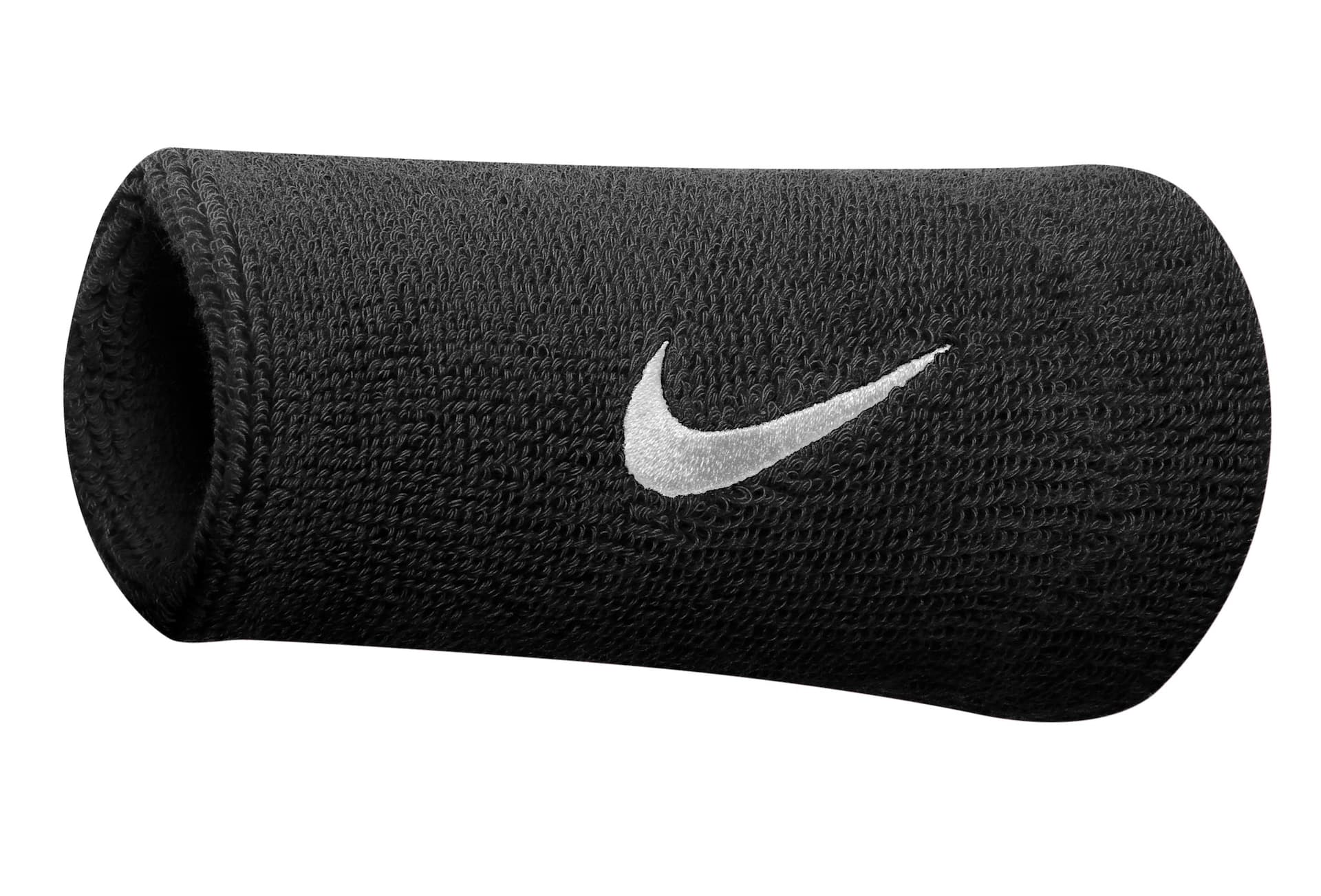 Nike Swoosh Stretch Cotton Terry Double Wide Sport Wristbands/Sweatbands  Black, 2-pk