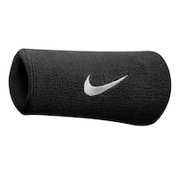 Nike Swoosh Stretch Cotton Terry Double Wide Sport Wristbands/Sweatbands Black, 2-pk