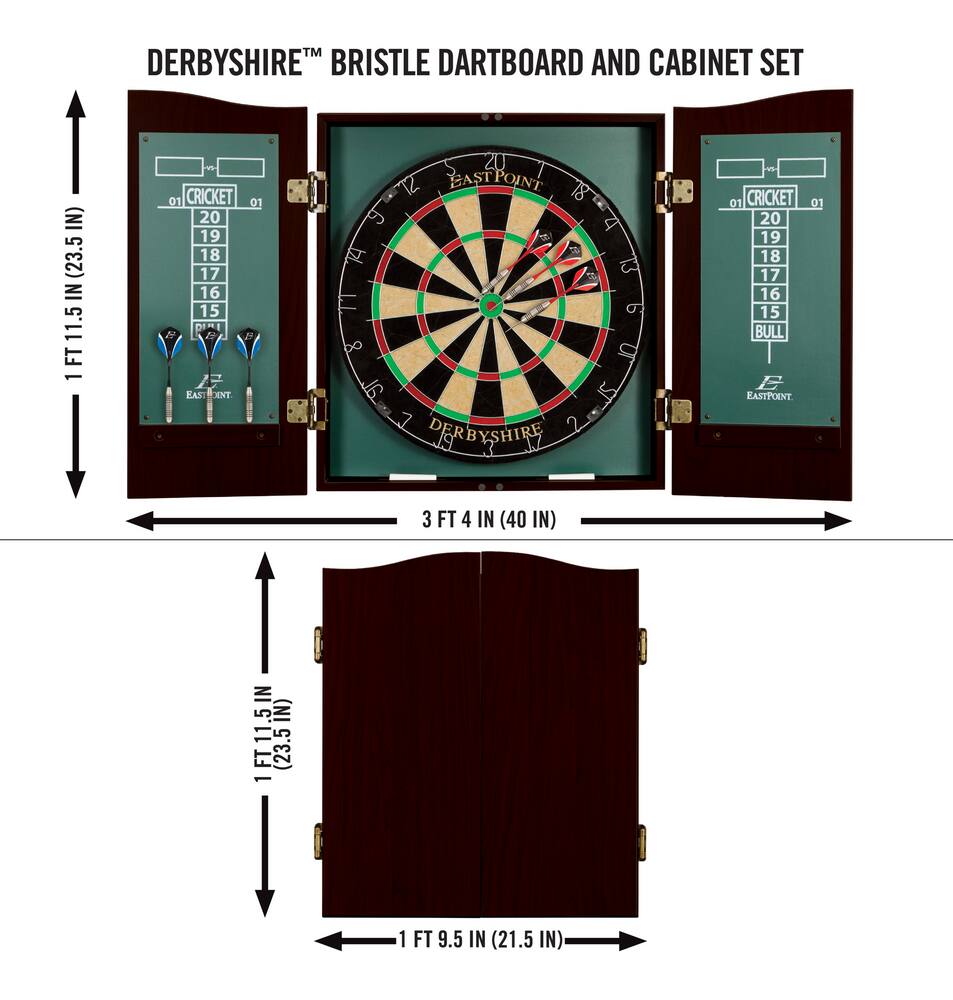 Rules & Instructions New Compact Wooden Dart Board and 3 Darts Set 