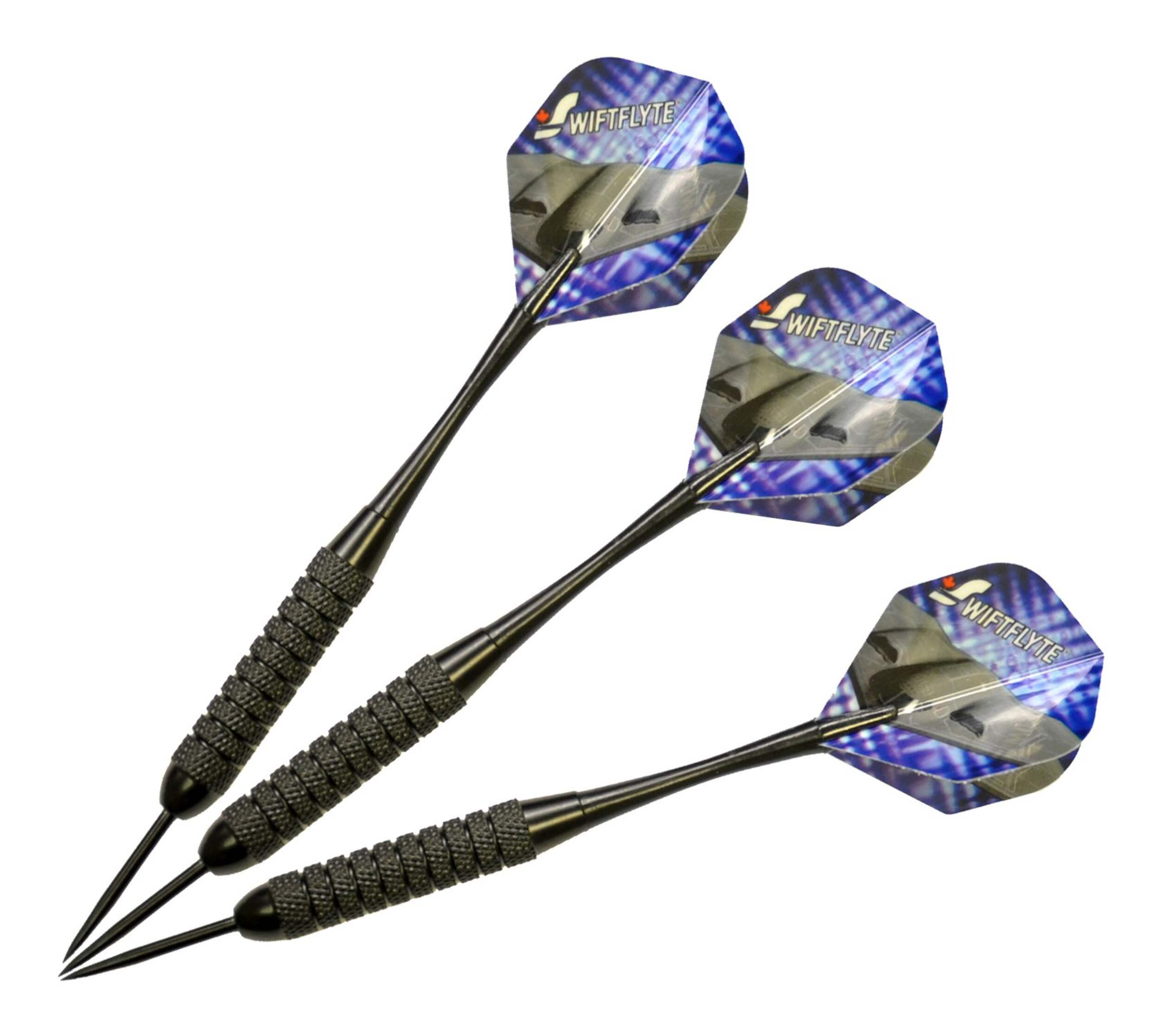 Swiftflyte NDFC Stealth Black Brass Darts Set w/ Steel Tips, Nylon Shafts & Case, 22-g, 3-pk Composite_or_Mixed