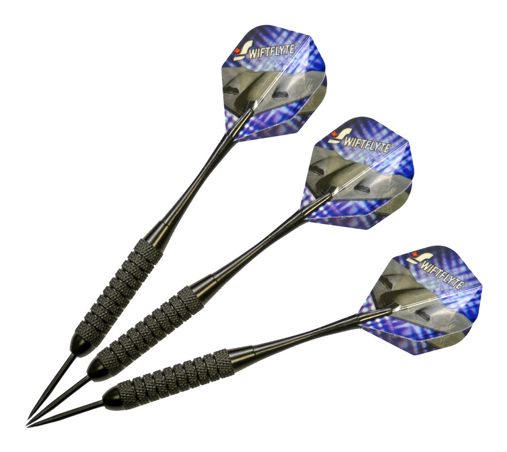 Swiftflyte NDFC Stealth Black Brass Darts Set w/ Steel Tips, Nylon