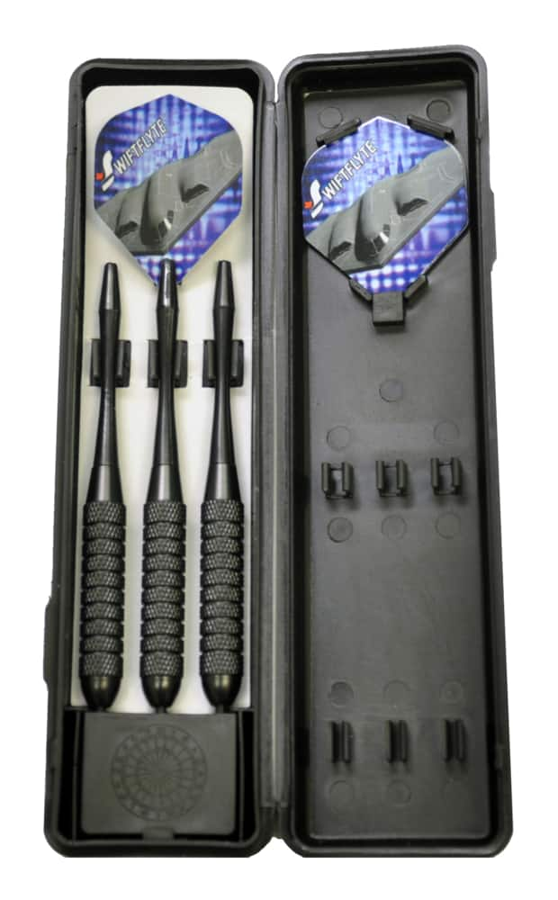 Swiftflyte NDFC Stealth Black Brass Darts Set w/ Steel Tips, Nylon Shafts &  Case, 22-g, 3-pk