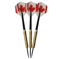 Fléchettes en laiton drapeau canadien Swiftflyte NDFC avec pointes en acier et fûts en nylon, 18 g, paq. 3