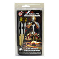 Swiftflyte NDFC Classic Brass Darts Set w/ Steel Tips, Nylon Shafts & Case, 24-g, 3-pk Front_Flat