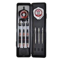 Coffret-cadeau fléchettes de luxe en tungstène à 90 % Swiftflyte NDFC Stag avec embouts en acier, fûts en aluminium et étui, 22 g Front_Flat