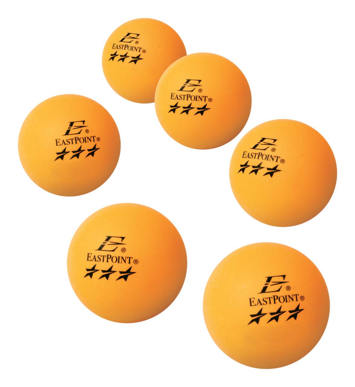 Balles de tennis de table/ping-pong EastPoint de taille officielle, 3  étoiles, orange, paq. 6