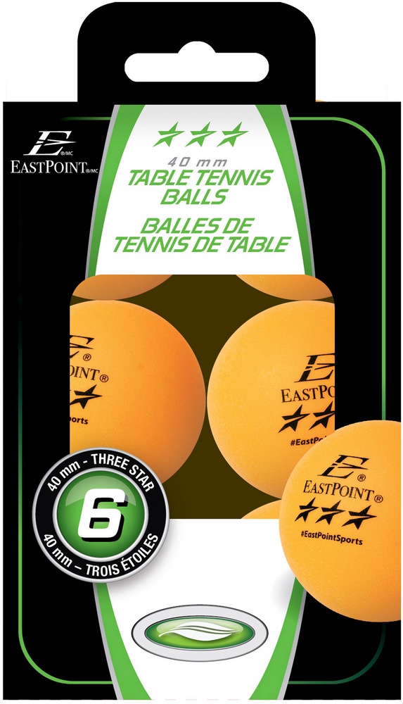 EastPoint 3Star Official Size Table Tennis/Ping Pong Balls, Orange, 6