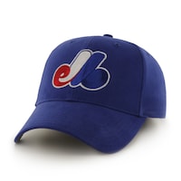 Montreal Expos Cap/Hat, MLB Men's/Women's Unisex Adjustable Cotton Twill Baseball Cap, Blue Front_Angled_Left