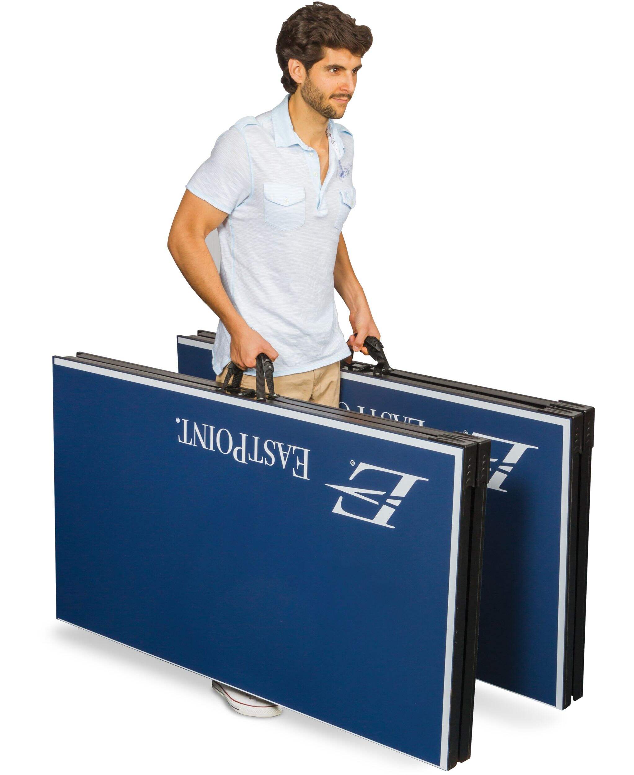 EastPoint Fold N' Store  Table Tennis/Ping Pong Table Set w/ Net, Balls & Rackets/Paddles Front_Angled_Right