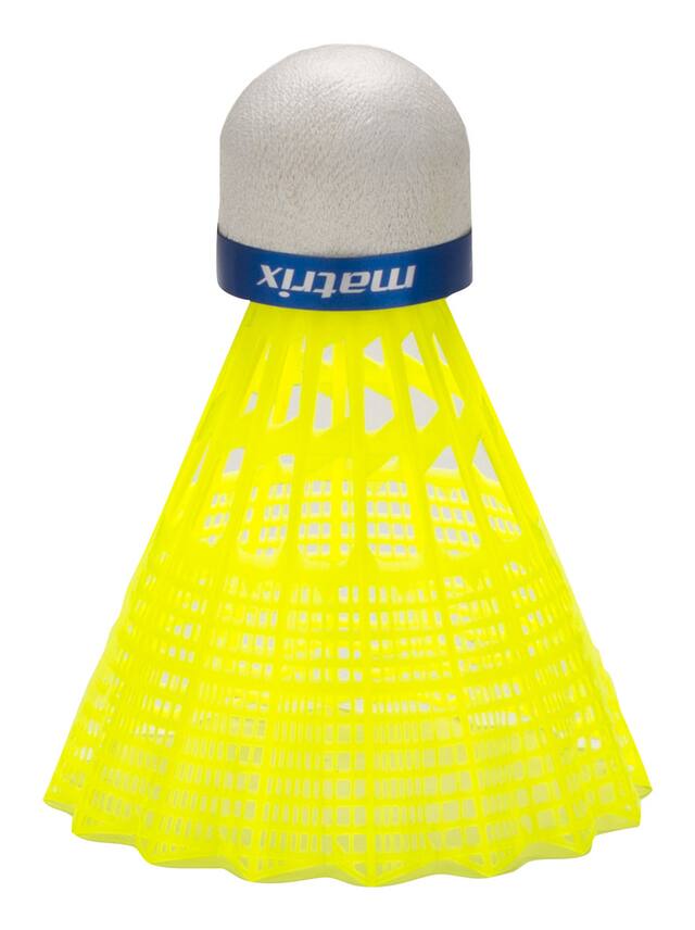 Matrix M75 Nylon Shuttlecock Birdie w/ Cork Head, Yellow, 6pk