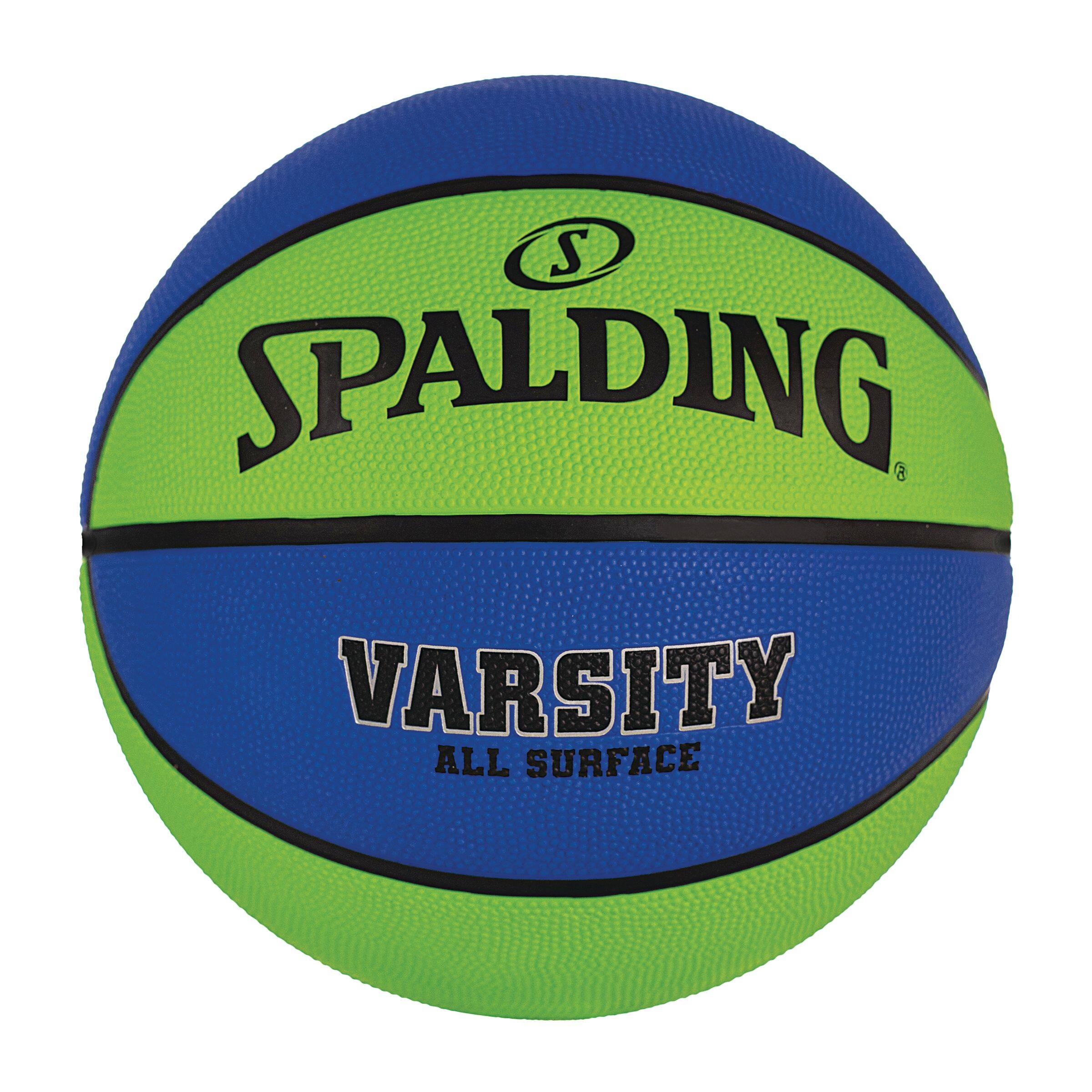 Spalding Varsity All Surface Outdoor Rubber Basketball, Official Size 7  (29.5-in), Blue/Green