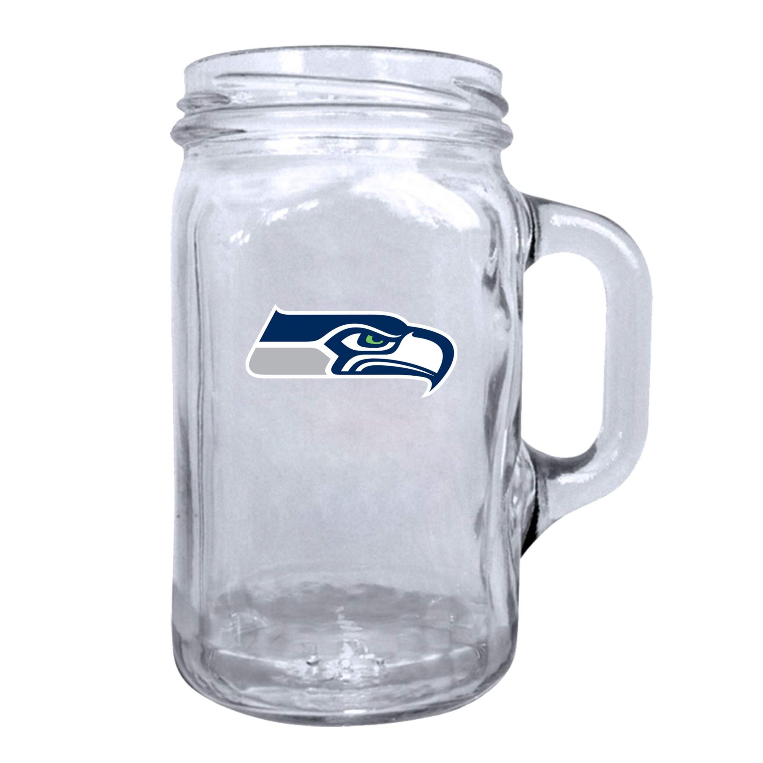 Chope bocal Mason Seahawks de Seattle, pour amateurs et collectionneurs de football de la NFL, 16,5 oz Front_Flat