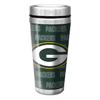Green Bay Packers Stainless Steel Travel Mug For NFL Football Fans/Collectors, 16-oz Front_Flat