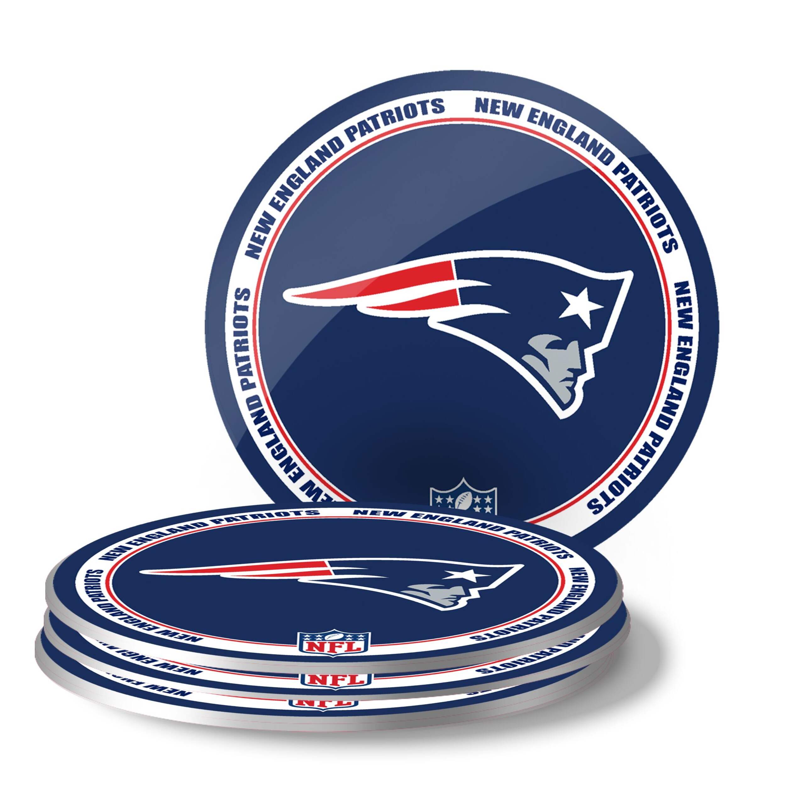 New England Patriots Plastic Coaster Set For NFL Football Fans/Collectors, 4-pk Composite_or_Mixed