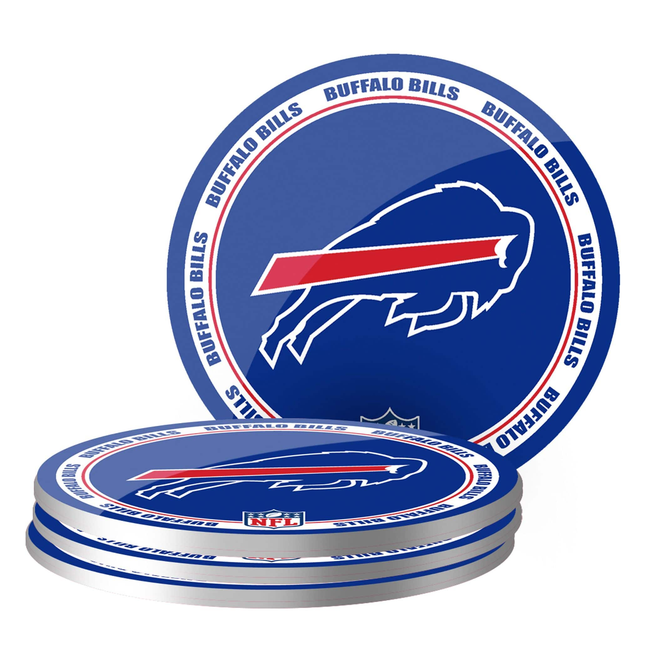 Buffalo Bills Plastic Coaster Set For NFL Football Fans Collectors 4 pk