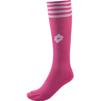 Lotto Kids' Striped Knee-High Over-The-Calf Soccer Socks, Pink, Assorted Sizes Front_Angled_Left