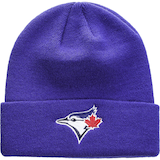 Tuque à rebord en tricot élastique d'hiver Blue Jays de Toronto de la MLB avec logo brodé, bleu Front_Flat