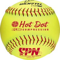 Worth SPN Hot Dot Slow Pitch SoftBall, 11-in Front_Elevated