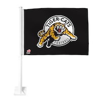 Drapeau pour voiture Tiger Cats de Hamilton avec poteau de montage de 19 po pour amateurs et collectionneurs de football de la LCF, noir Side_Right