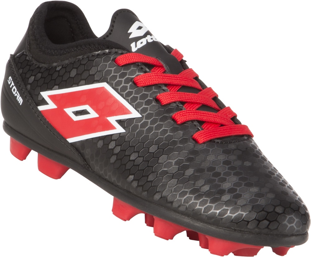 Lotto Storm Kids' Firm Ground Soccer Cleats/Shoes, Black/Red, Assorted