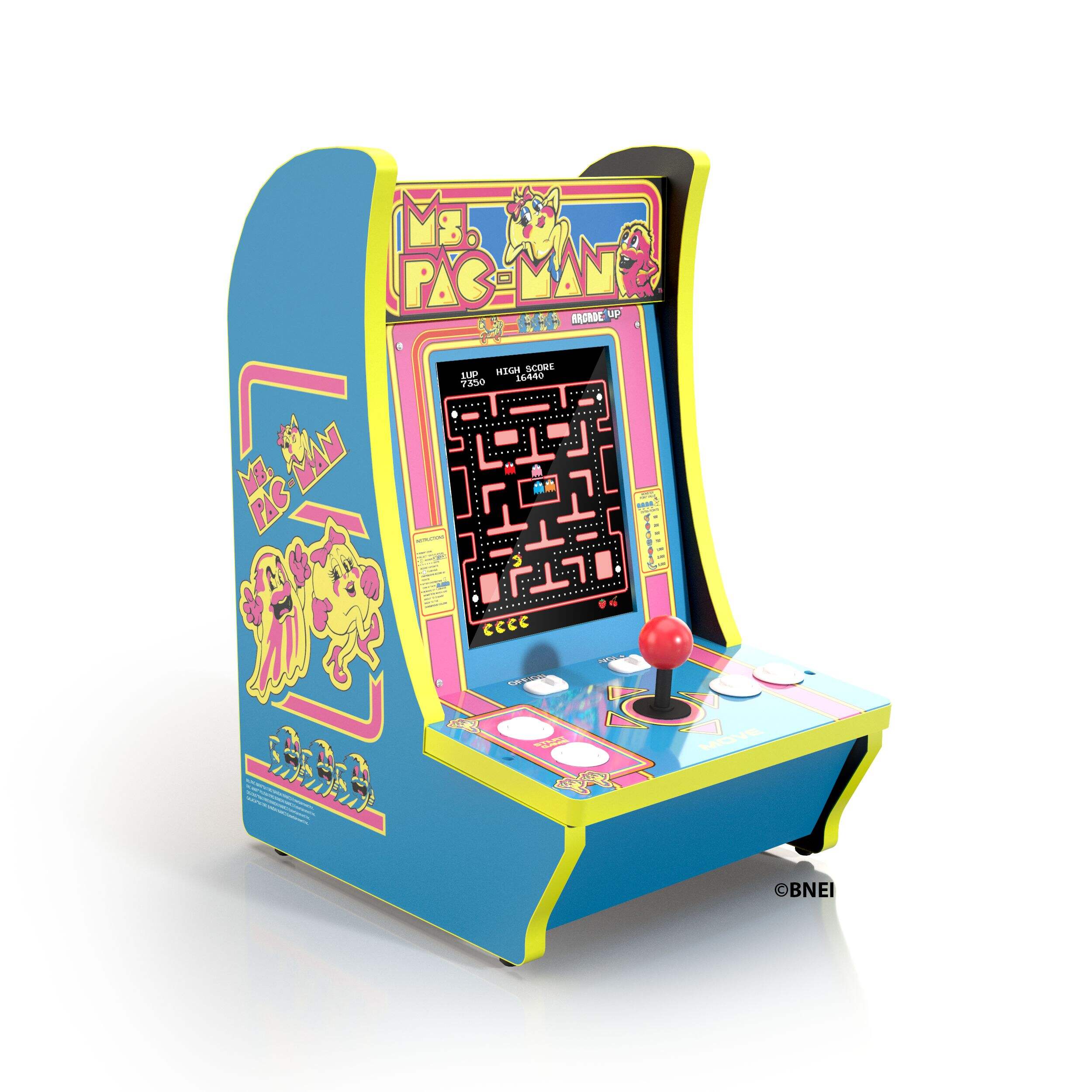 Arcade 1Up MS Pac-Man Countercade Front_Three_Fourths_Angled_Right