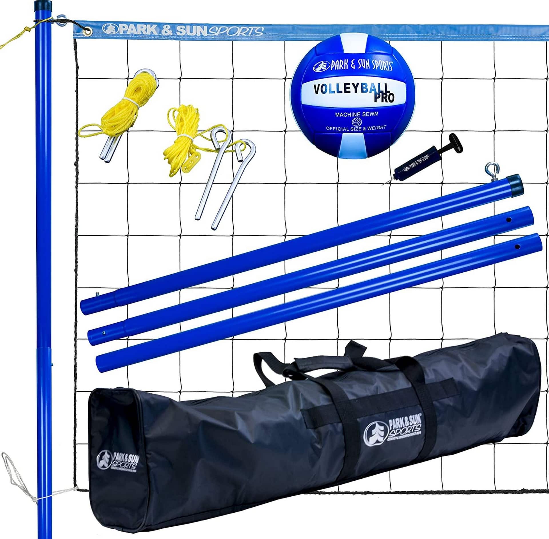 Park & Sun Sports Pro Portable Outdoor Volleyball Net & Ball Set w/ Carry  Bag