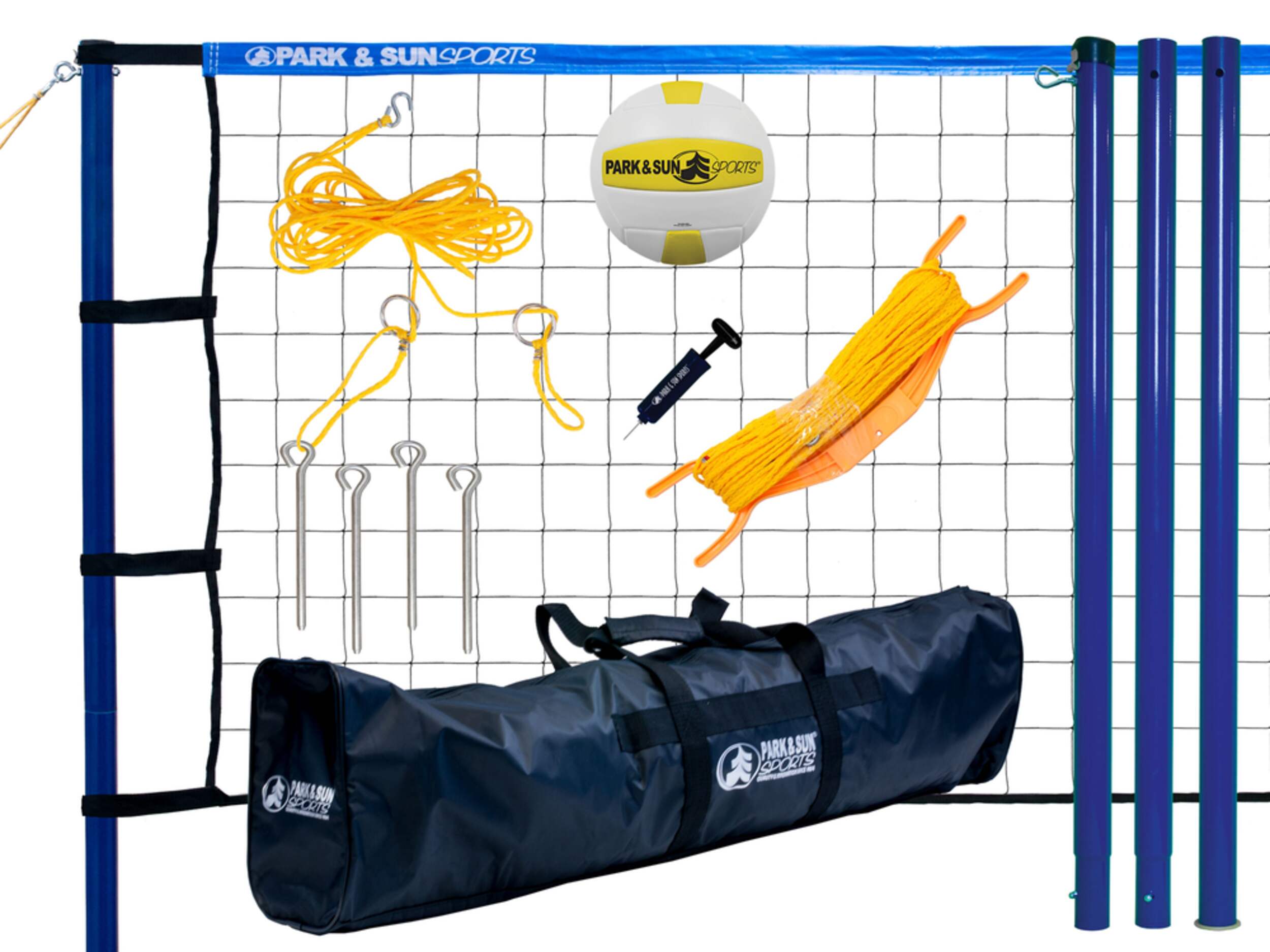 Park & Sun Sports Spiker Portable Outdoor Volleyball Net & Ball Set w/ Carry Bag Composite_or_Mixed