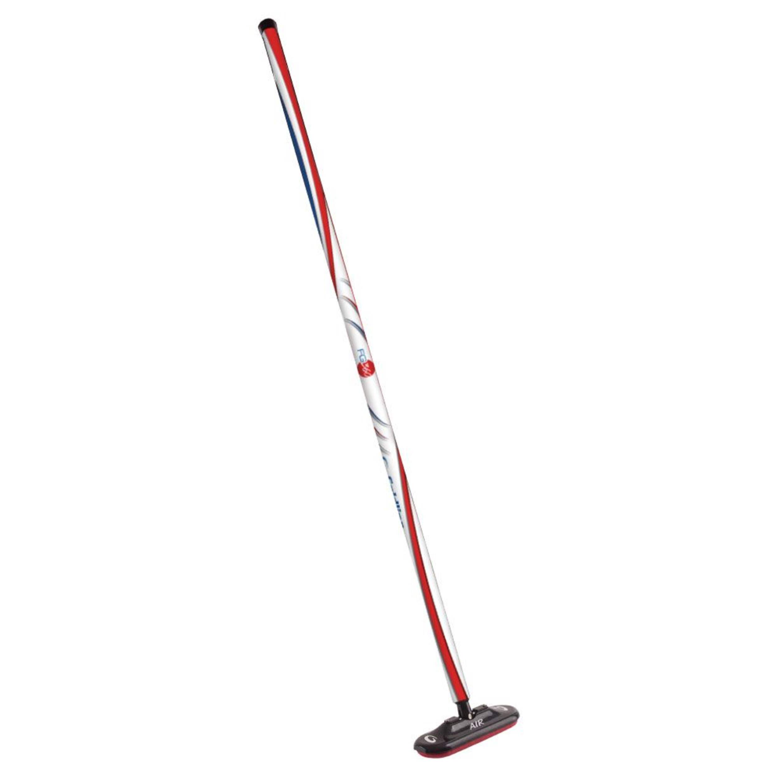 Goldline FG Air Fiberglass Shaft Curling Broom w/ Stationary Oval Head & Airway Pad, 1-in, Red Front_Three_Fourths_Angled_Right