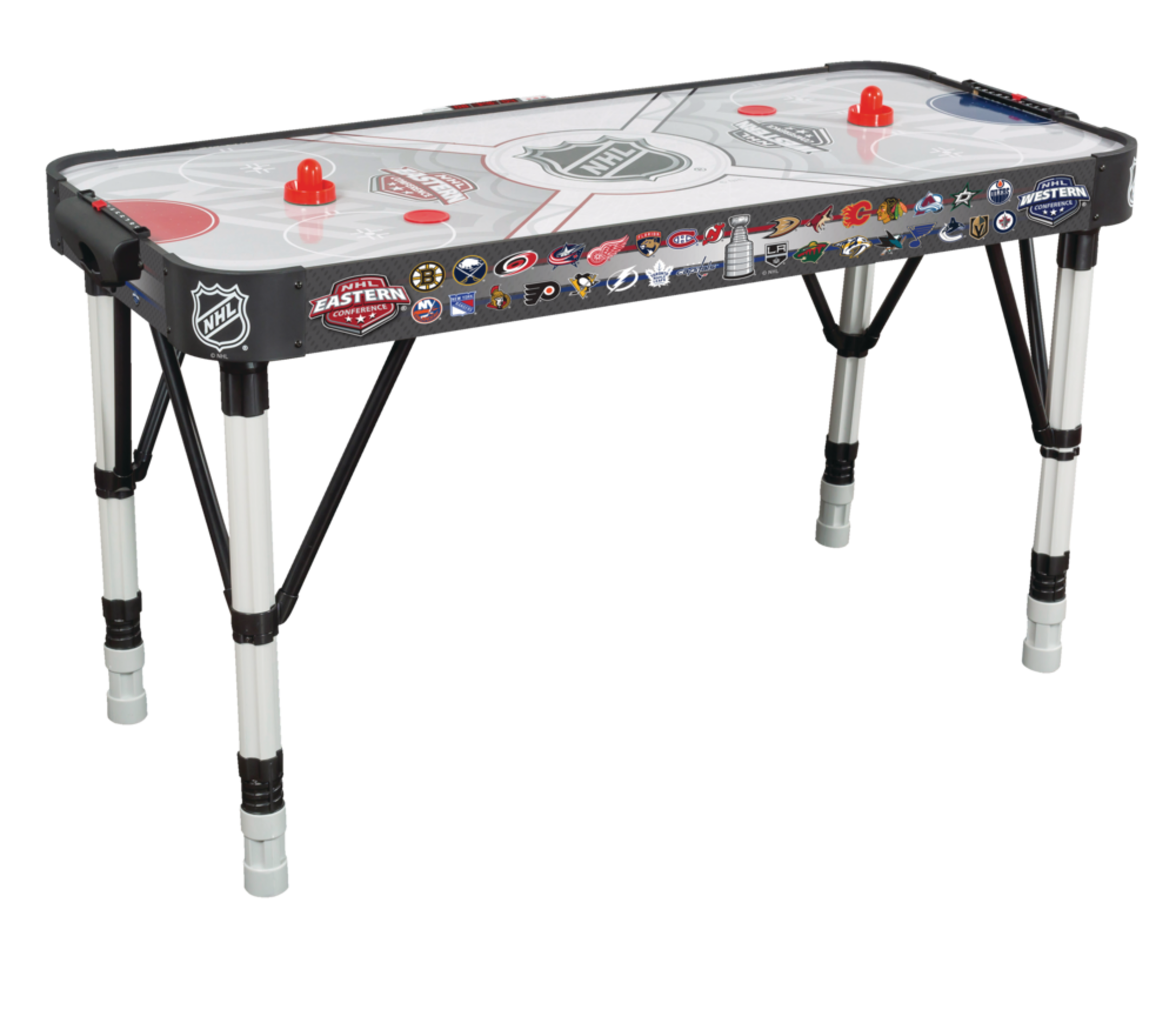 NHL Adjust & Store Hover Air Hockey Game Table w/ Electronic Scoreboard, Pucks & Pushers, 54-in Front_Angled_Left