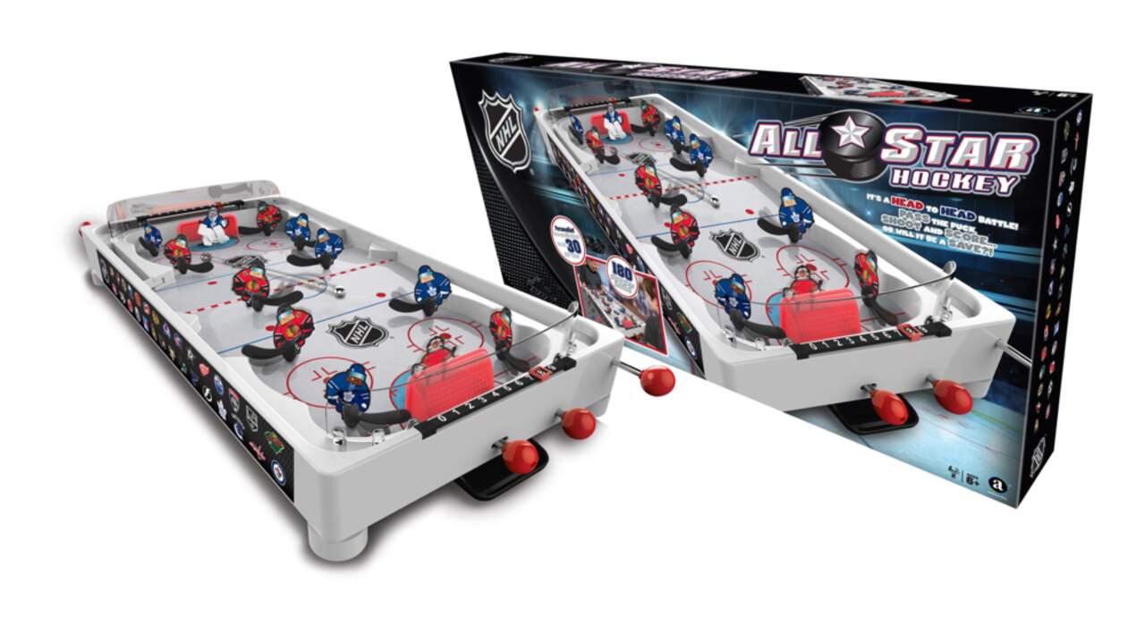 NHL All Star 2 Player Table Top Rod Hockey Game w 180 Team Pieces Age 6 26 in