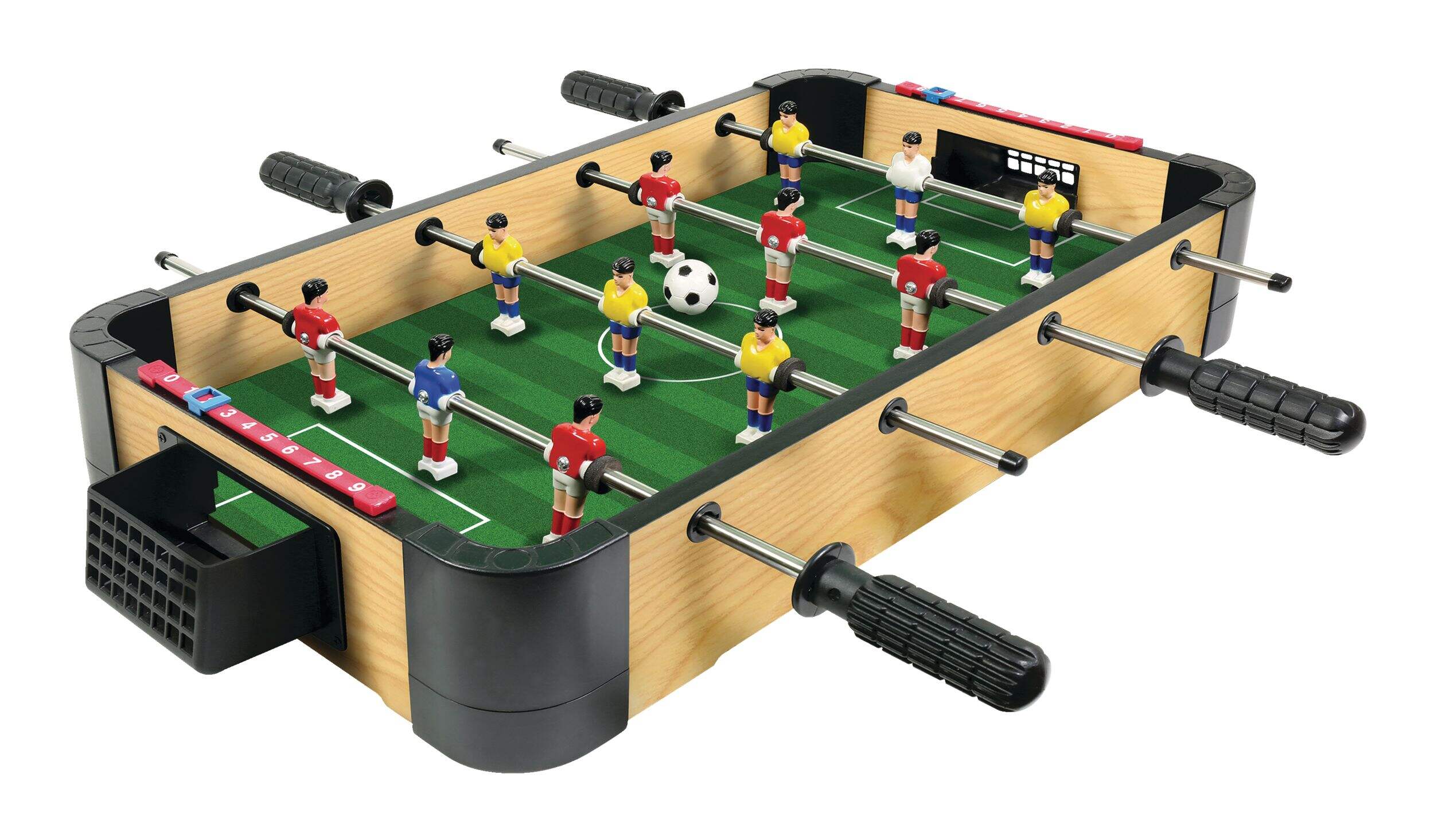 Snap 'N' Play 2-Player Table Top Foosball Soccer Game, Wood Finish, Age 6+, 20-in Front_Angled_Left